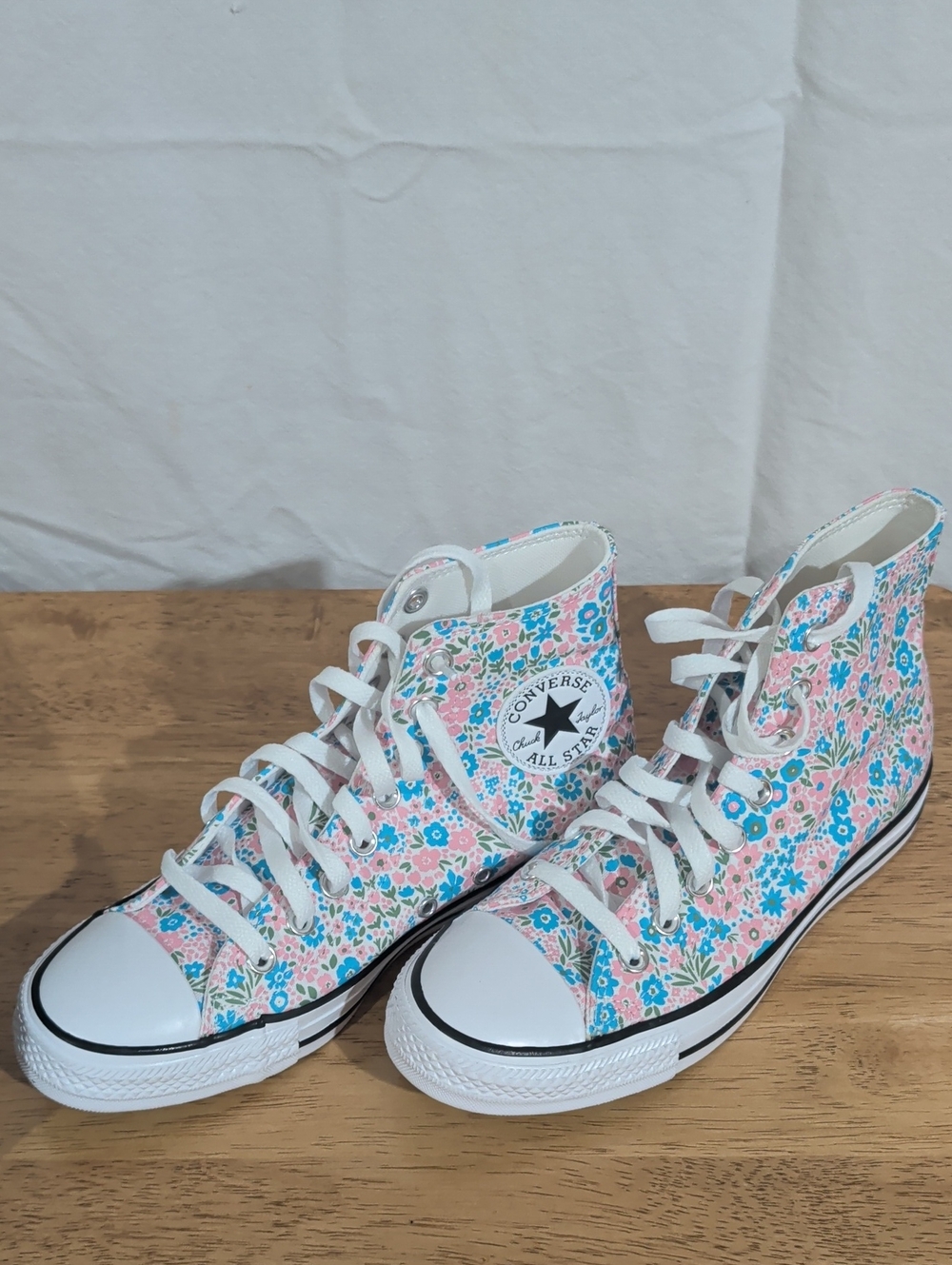 Converse Floral High-Top Sneakers in Pink and Blue